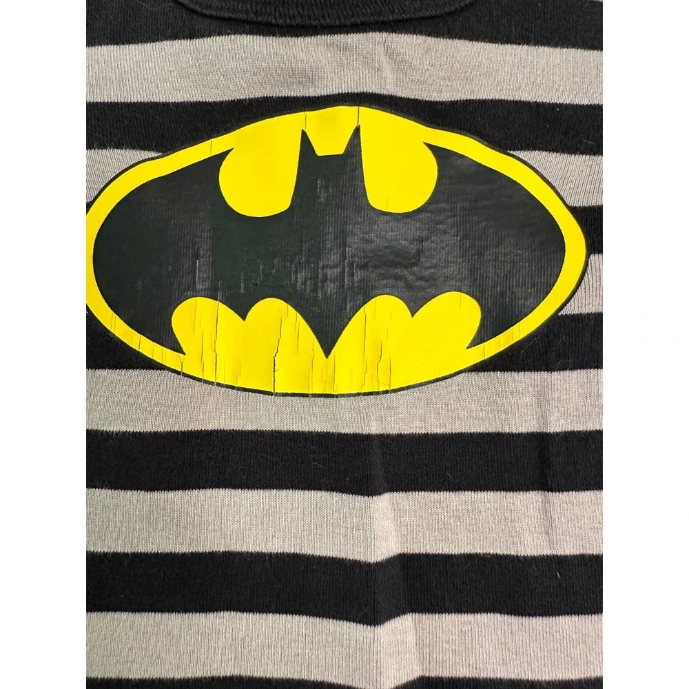 Hanna Andersson Size 100 4-5 Black & Gray Striped Batman Pajamas LJs Cracked